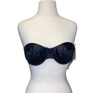 VTG Vanity Fair My Satin Fantasy Second Skin Strapless Bra 34 B Black Underwire‎